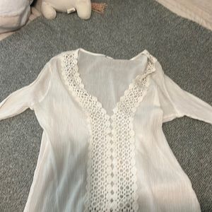 white beach cover up, medium